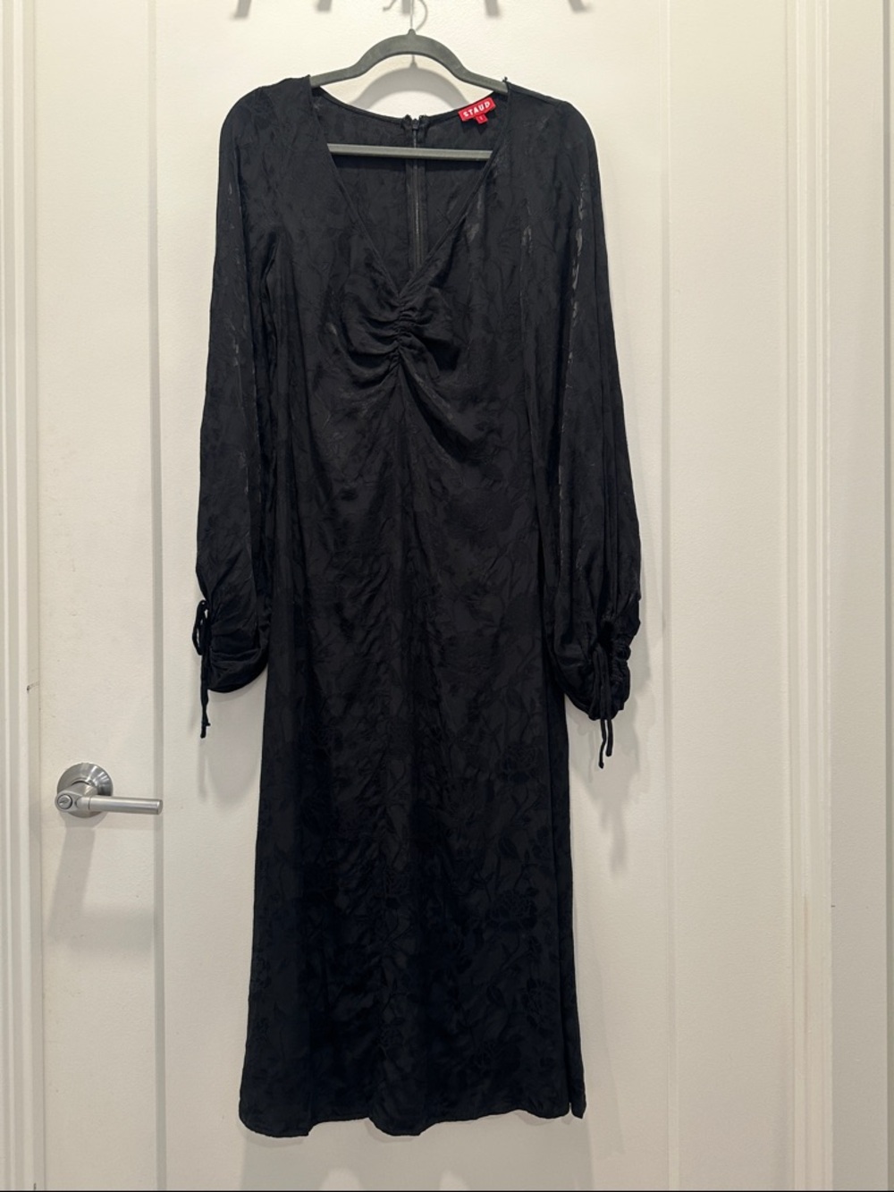 STAUD Black Silk Midi Dress Size 4